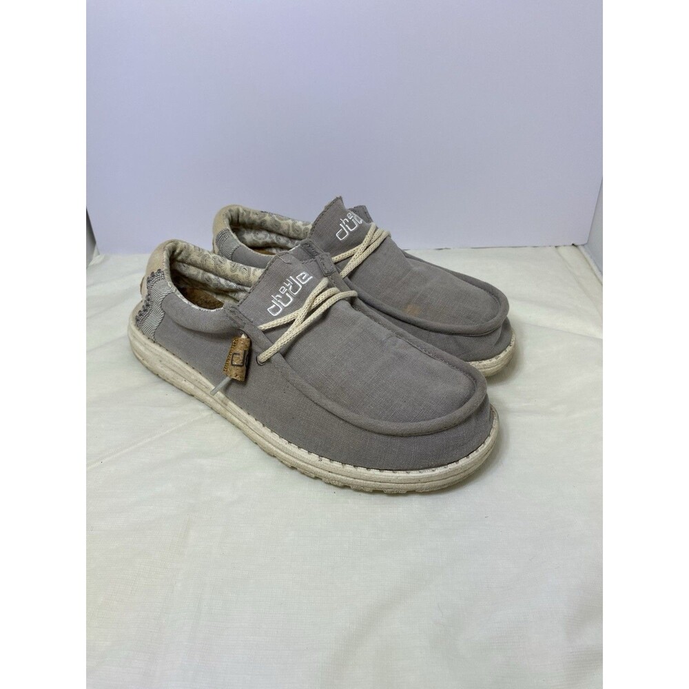 Hey Dude Wally Linen Natural Grey Casual Comfort Size 8